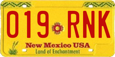 NM license plate 019RNK
