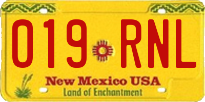 NM license plate 019RNL