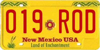 NM license plate 019ROD