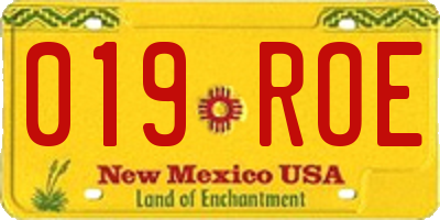 NM license plate 019ROE