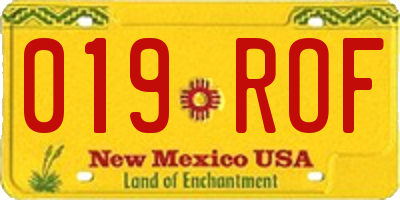 NM license plate 019ROF