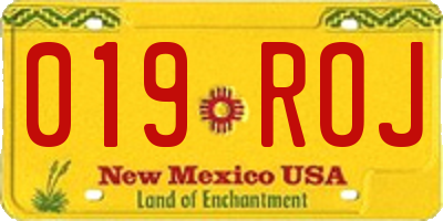 NM license plate 019ROJ