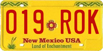 NM license plate 019ROK
