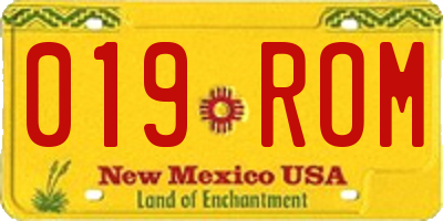 NM license plate 019ROM