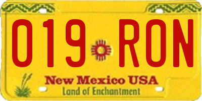 NM license plate 019RON