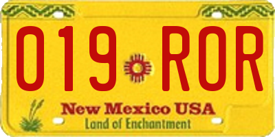 NM license plate 019ROR