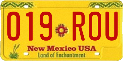 NM license plate 019ROU