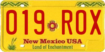 NM license plate 019ROX