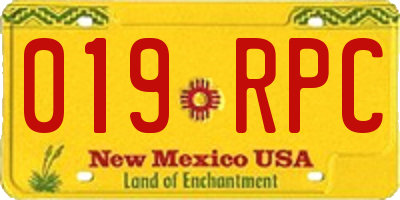 NM license plate 019RPC