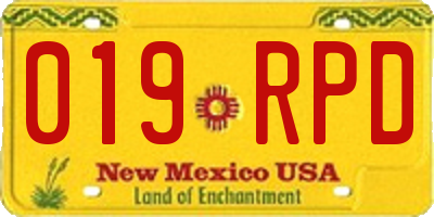 NM license plate 019RPD