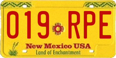 NM license plate 019RPE