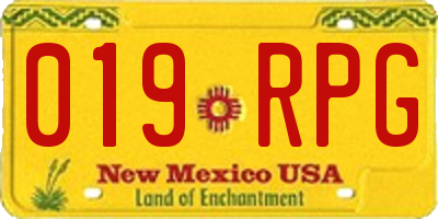 NM license plate 019RPG