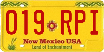 NM license plate 019RPI