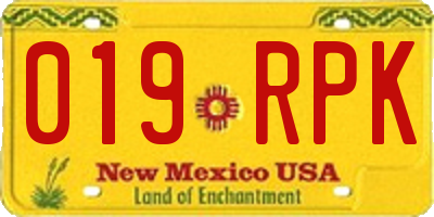 NM license plate 019RPK