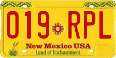 NM license plate 019RPL