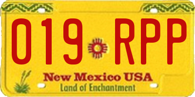 NM license plate 019RPP