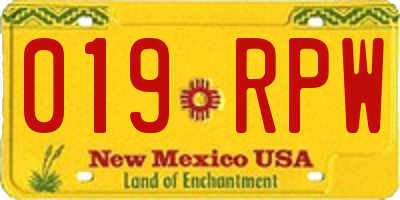 NM license plate 019RPW