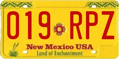 NM license plate 019RPZ
