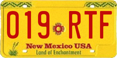 NM license plate 019RTF