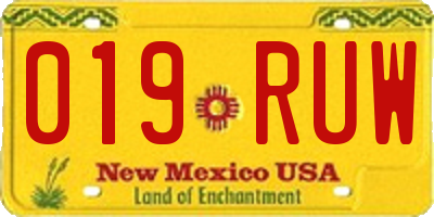 NM license plate 019RUW