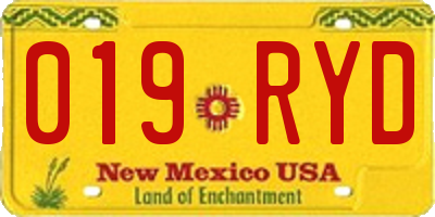 NM license plate 019RYD