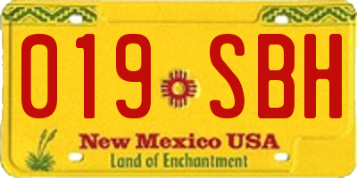 NM license plate 019SBH