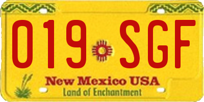 NM license plate 019SGF