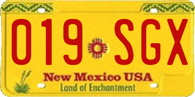 NM license plate 019SGX