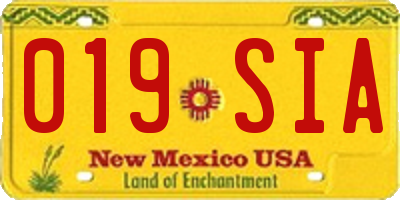 NM license plate 019SIA
