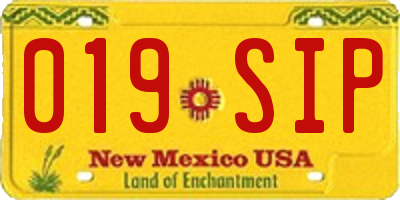NM license plate 019SIP