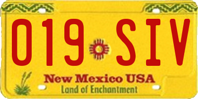 NM license plate 019SIV