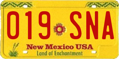 NM license plate 019SNA
