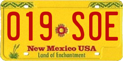 NM license plate 019SOE