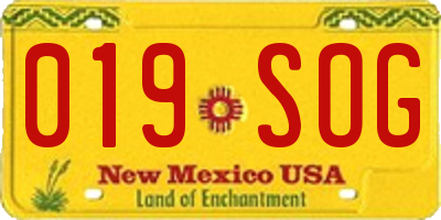 NM license plate 019SOG