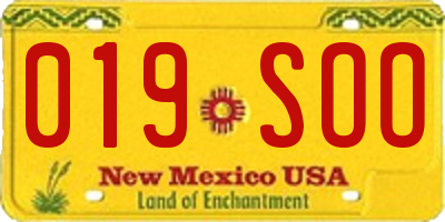 NM license plate 019SOO