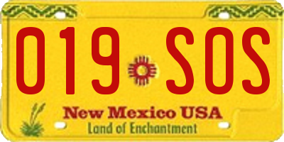 NM license plate 019SOS
