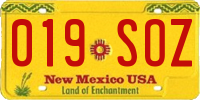 NM license plate 019SOZ