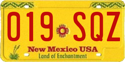 NM license plate 019SQZ