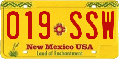 NM license plate 019SSW