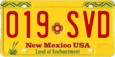 NM license plate 019SVD