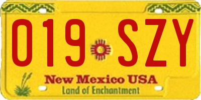 NM license plate 019SZY