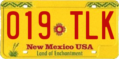 NM license plate 019TLK