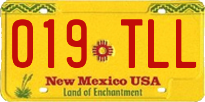 NM license plate 019TLL