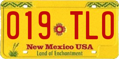NM license plate 019TLO