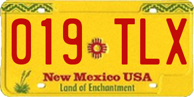 NM license plate 019TLX