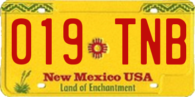 NM license plate 019TNB