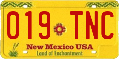NM license plate 019TNC