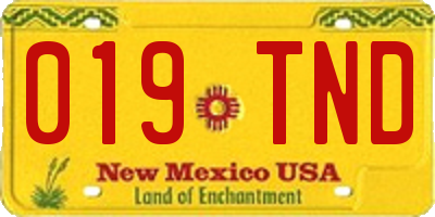 NM license plate 019TND
