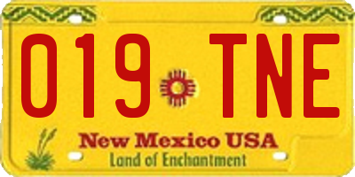 NM license plate 019TNE