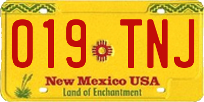 NM license plate 019TNJ